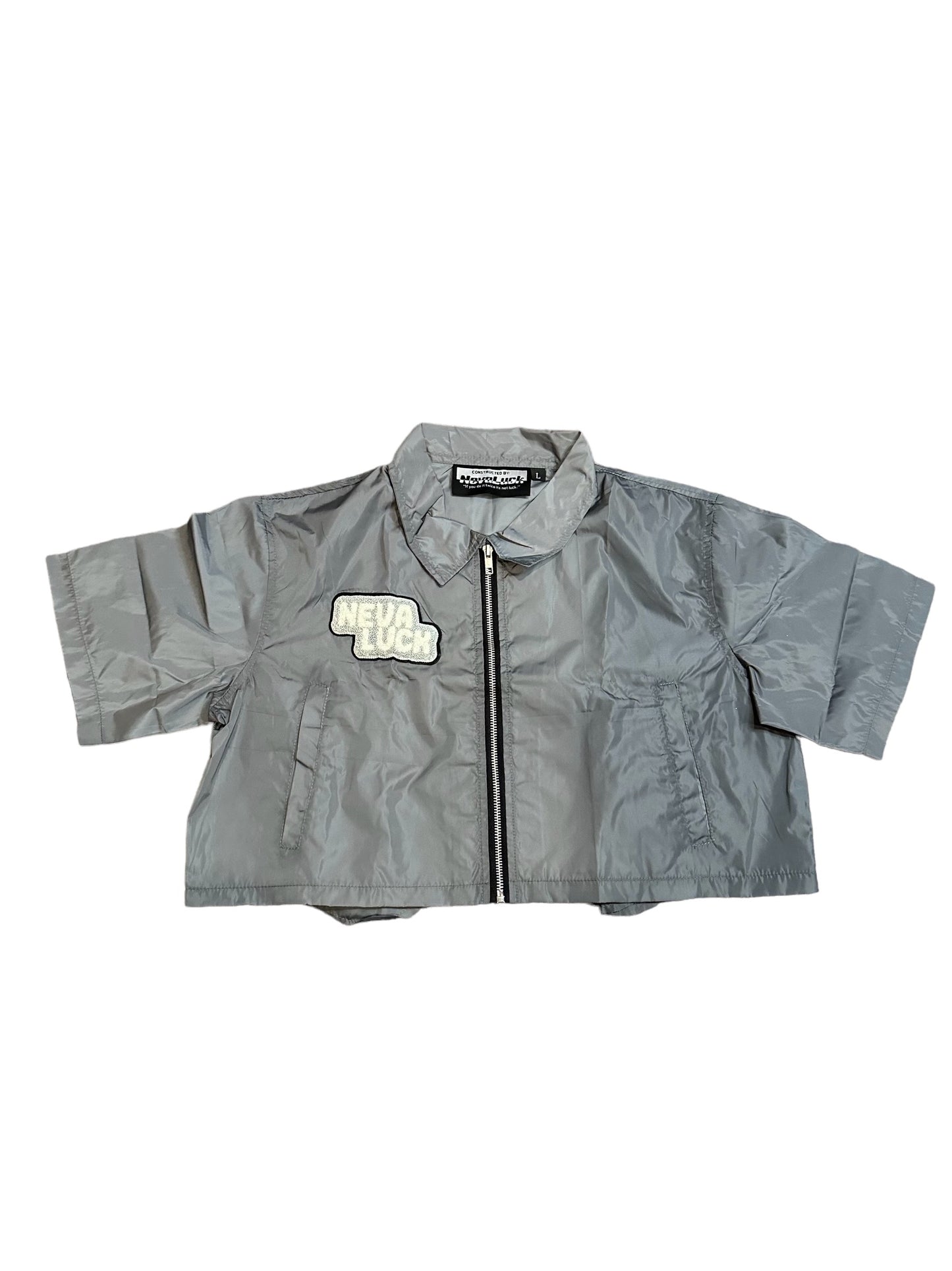 Cement " NevaLuck" Nylon Female Zip Up Shirt